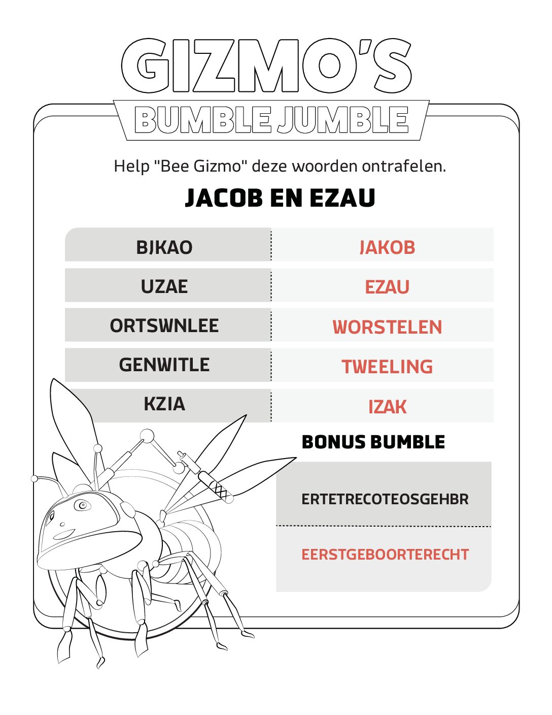 103 Jacob en Ezau - Bumble Jumble Solution 103 Jacob en Ezau Bumble Jumble Solution