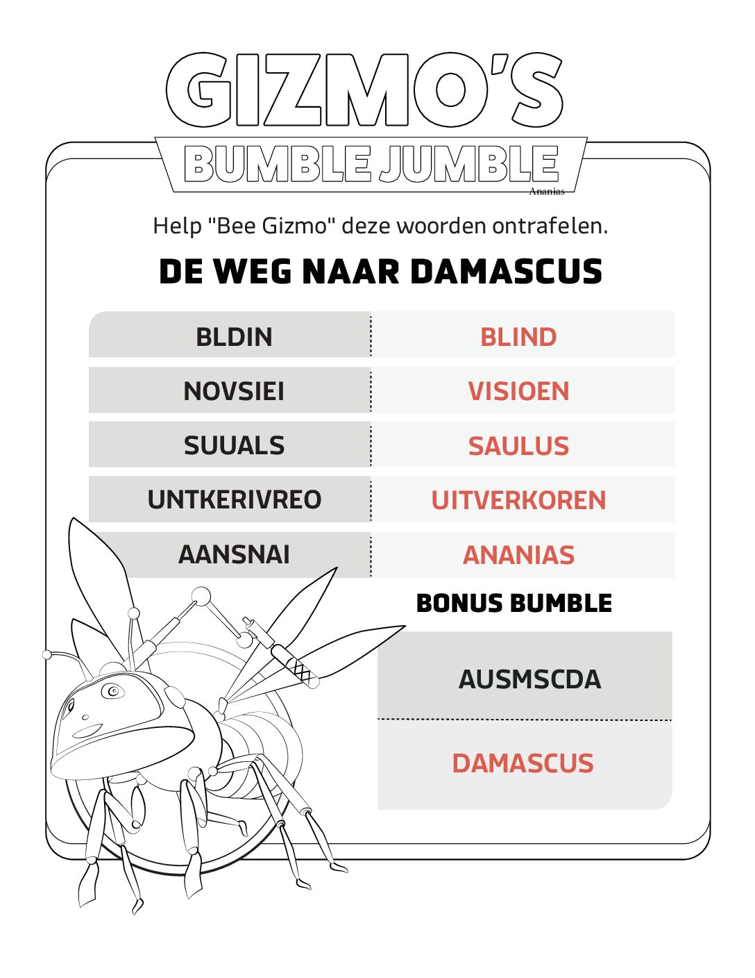 112 De weg naar Damascus - Bumble Jumble Solution 112 De weg naar Damascus Bumble Jumble Solution